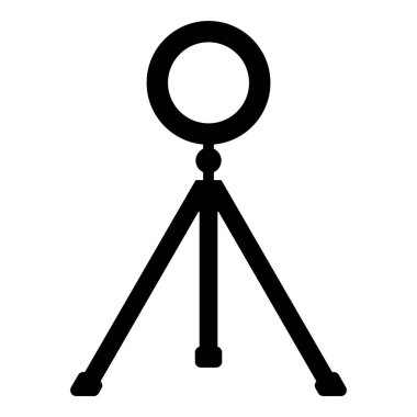 Halka ışıklandırma stüdyo lambası LED selfie lambası cep telefonu kullanımı için tripodlu blog simgesi siyah renk illüstrasyon basit düz resim biçimi