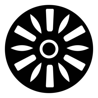 Davul endüstrisi yuvarlak simge siyah renk illüstrasyon düz resim basit