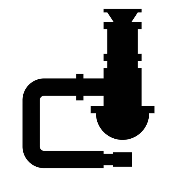 サイフォン配管設備下水道管排水シンク下水道管アイコン黒カラーベクトル図フラットスタイルシンプルな — ストックベクタ
