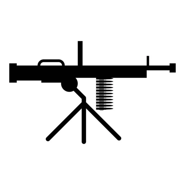 Kulomet Zbraň Ikona Černá Barva Vektor Ilustrace Obrázek Plochý Styl — Stockový vektor