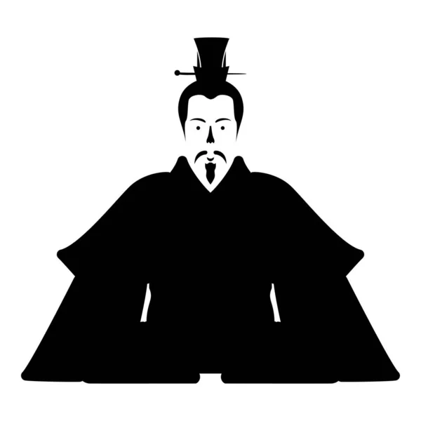 皇帝日本中国のシルエット中国の貴族日本の古代文字アバター皇帝定規アイコン黒カラーベクトルイラストイメージフラットスタイルシンプルな — ストックベクタ