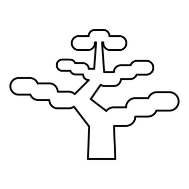 Bonsai ağacı Japon dış hatları çizgi simgesi siyah renk vektör illüstrasyon ince düz stil