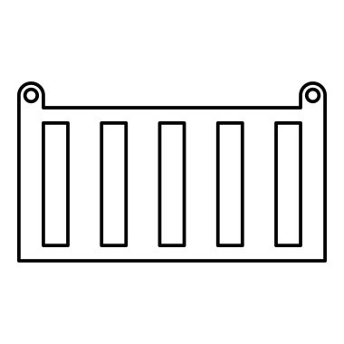 Kargo konteynırı nakliye deposu nakliye malları ürünleri nakliye kutusu ana hat simgesi siyah renk illüstrasyon resmi ince düz stil