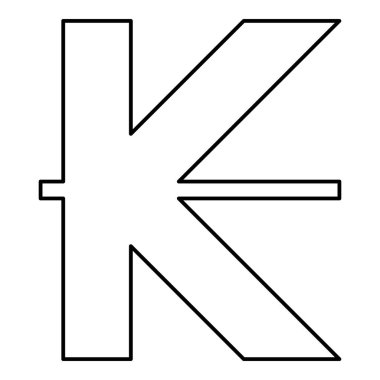 Kip para birimi sembolünü imzalayın Laos sınır çizgisi simgesi siyah renk vektör illüstrasyon resmi ince düz düz biçim