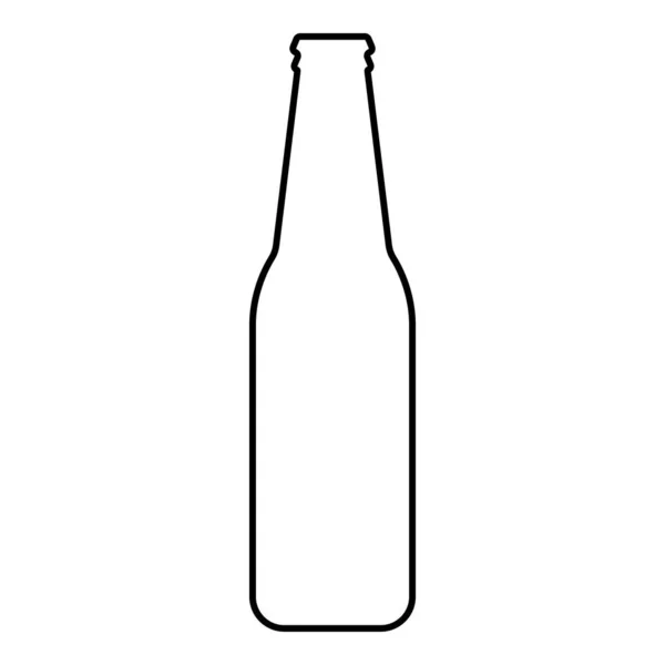 Bottle Beer Glass Contour Outline Line Icon Black Color Vector — Stock Vector