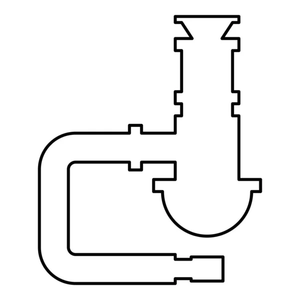 Syfon Armatura Hydrauliczna Odpływ Rury Kanalizacyjnej Pod Zlewem Kanalizacja Obrys — Wektor stockowy