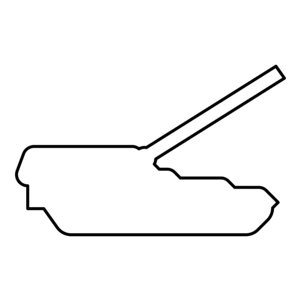自走砲システム輪郭線アイコン黒カラーベクトルイラスト画像薄いフラットスタイルシンプルな — ストックベクタ