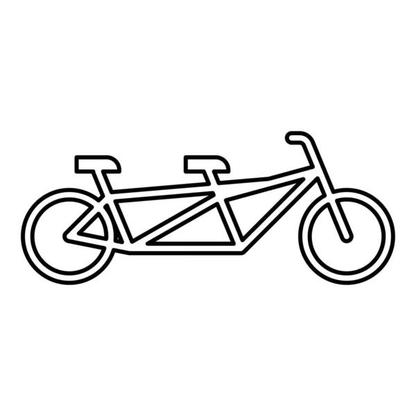 Tandem Bicycle Bike Contour Outline Line Icon Black Color Vector — Stock Vector