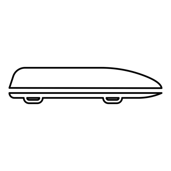 자동차 Car Box 자동차 운반선 트렁크 지붕의 아이콘검은 그림얇은 스타일 — 스톡 벡터