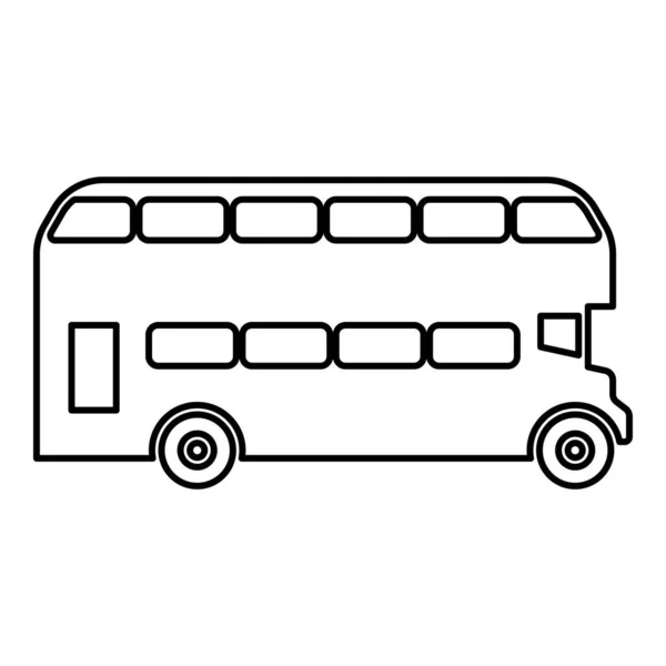 Kétszintes Londoni Busz Városi Közlekedés Kétszintes Városnéző Körvonal Ikon Fekete — Stock Vector