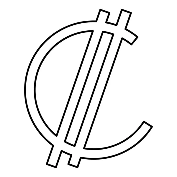 コロン記号の通貨記号コスタリカサルバドールンお金Crc輪郭線アイコン黒カラーベクトルイラスト画像薄いフラットスタイルシンプルな — ストックベクタ