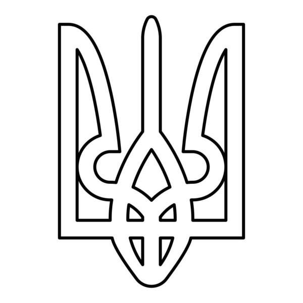 Ukraine coat of arms national emblem seal ukrainian state symbol sign contour outline line icon black color vector illustration image thin flat style simple