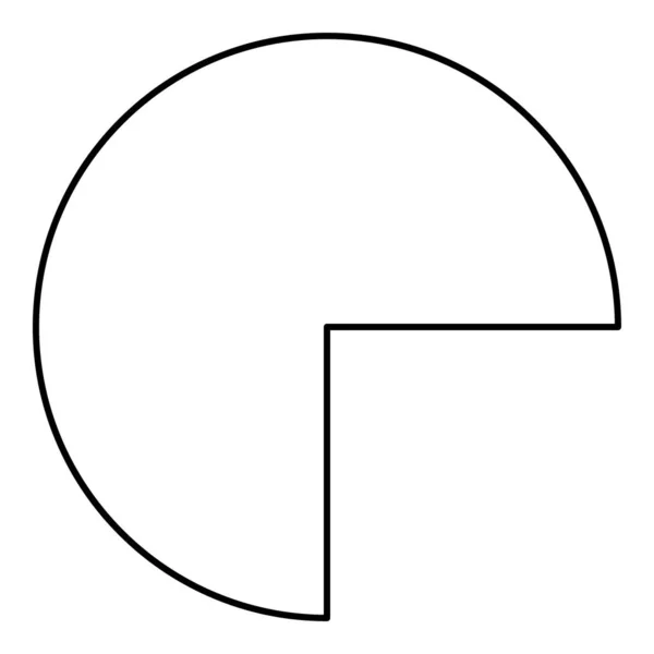 Partie Cercle Trois Quatre Contour Contour Ligne Icône Noir Couleur — Image vectorielle