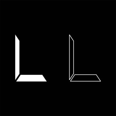 Resim köşesi çerçeve simgesi beyaz renk çizim resmi için yarı sınır basit düz çizgi dış hatları ince düz