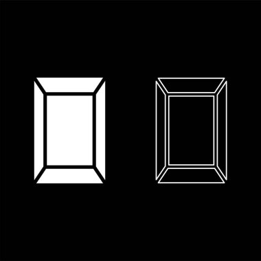 Şablon resmi dikdörtgenimsi simge beyaz renk vektör illüstrasyon resmi basit katı dolgu dış hat ince düz biçimli çizgi