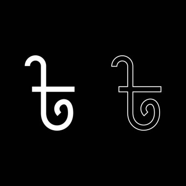 Taka Bangladeş Bengali Rupisi işaret para döviz sembolü Bangladeş para BDT simgesi simge beyaz renk vektör resimleme basit düz çizgi dış hatları ince düz