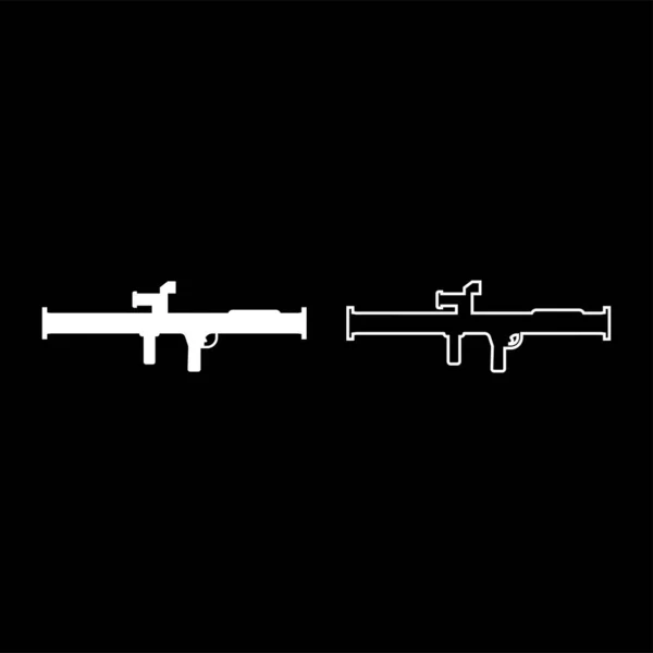 Αποθηκεύστε Χειροβομβίδα Εκτοξευτή Bazooka Όπλο Πυραυλοβολία Σύνολο Εικονίδιο Λευκό Χρώμα — Διανυσματικό Αρχείο