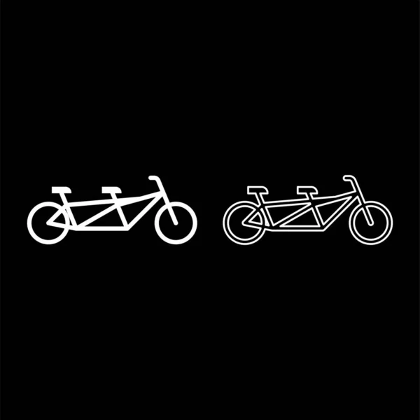 Tandem Fiets Fiets Set Pictogram Witte Kleur Vector Illustratie Afbeelding — Stockvector