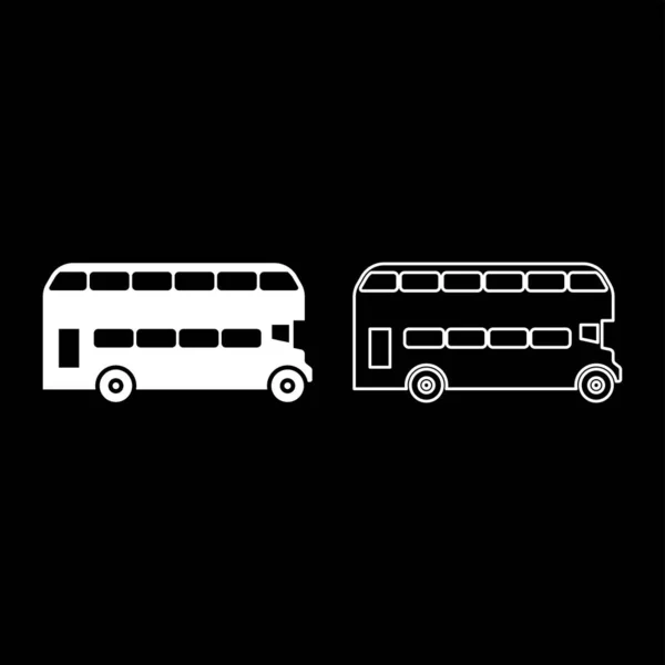 Double Decker London Bus City Transport Double Decker Zwiedzanie Zestaw — Wektor stockowy