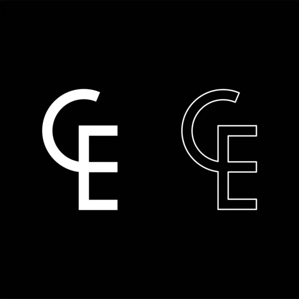 Euro Währung Zeichen Ecu European Symbol Ecu Set Icon White — Stockvektor