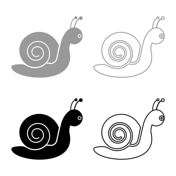 Snail Mollusc Set Icon Grey Black Color Vector Illustration Image — Stock Vector