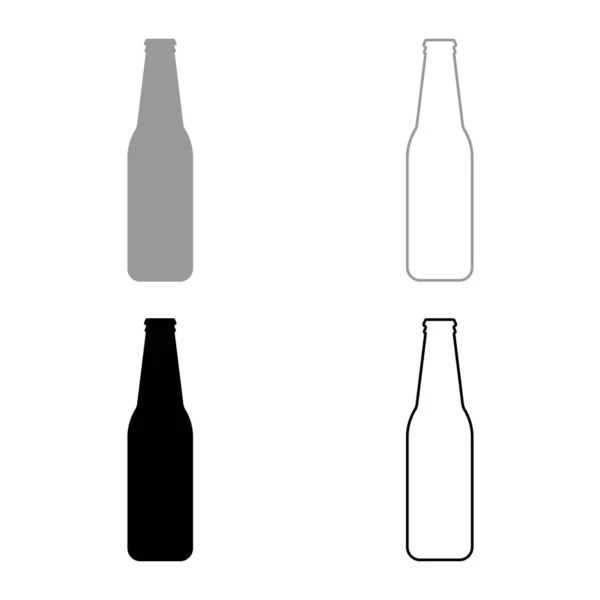 Bottle Beer Glass Set Icon Grey Black Color Vector Illustration — Stock Vector