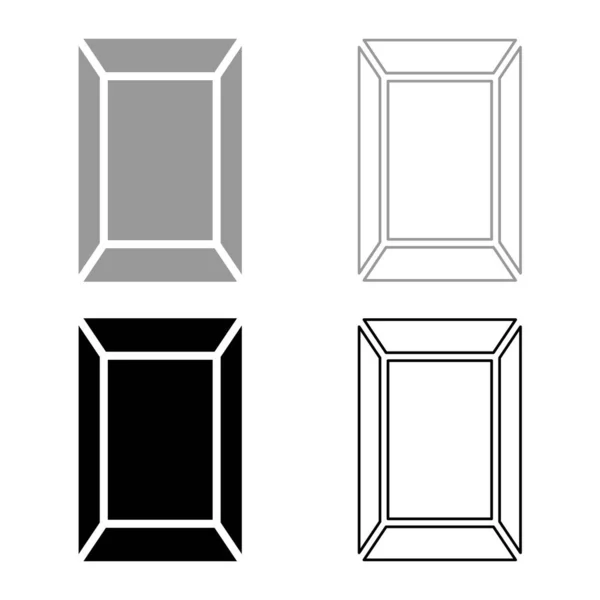 テンプレート画像長方形セットアイコングレーブラックカラーベクトルイラスト画像シンプルなソリッドフィルアウトライン輪郭線細いフラットスタイル — ストックベクタ