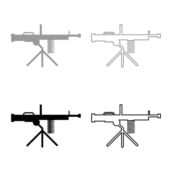 Maschinengewehr Waffe Set Symbol Grau Schwarz Farbe Vektor Illustration Bild — Stockvektor