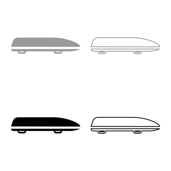 Автомобильный Ящик Автомобильный Багажник Грузовой Багажник Крыша Набор Значок Серый — стоковый вектор