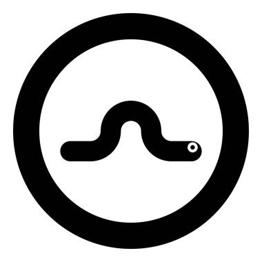 Solucan toprak solucanı solucan tırtıl kurt ek omurgasız sürünen larva ikonu yuvarlak siyah renk illüstrasyon tasviri basit taslak çizim biçimi