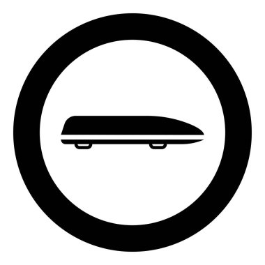 Araba kutusu otomatik çatı taşıyıcı bagaj kargo çatı kutusu simgesi dairesel siyah renk vektör illüstrasyon resmi basit taslak çizim biçimi