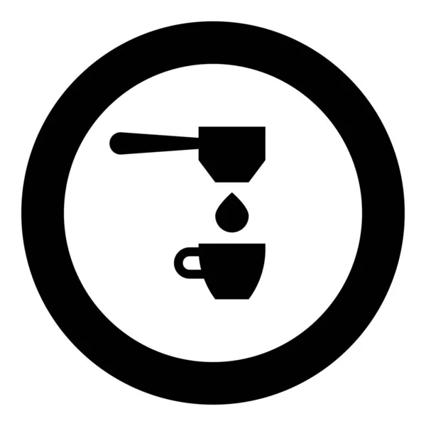 Πτώση Καφέ Στο Κύπελλο Φιλτράρισμα Cuping Portafilter Εικονίδιο Στάγδην Κύκλο — Διανυσματικό Αρχείο