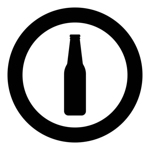 Бутылочное Пиво Стеклянной Иконкой Круге Вокруг Черного Цвета Векторной Иллюстрации — стоковый вектор