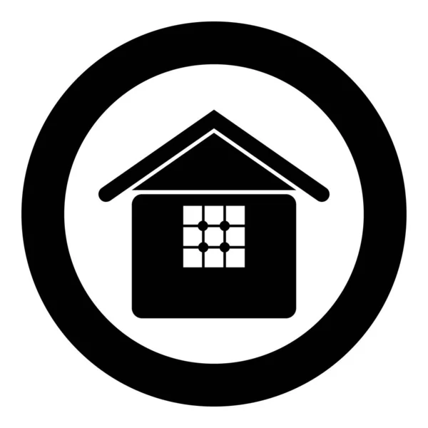 家の窓の家の不動産のアイコンが円形の黒のカラーベクトルイラストイメージソリッドアウトラインスタイルシンプルな — ストックベクタ