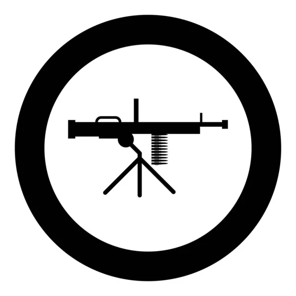 Иконка Пулемета Круге Вокруг Черного Цвета Векторной Иллюстрации Изображение Сплошной — стоковый вектор