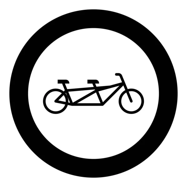 円の中にタンデム自転車のアイコン丸黒ベクトル図イメージ固体アウトラインスタイルシンプルな — ストックベクタ