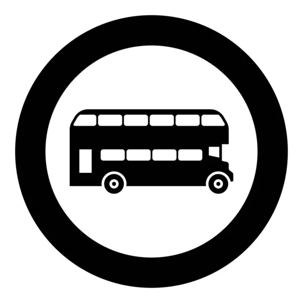 双层数伦敦公交双层数伦敦公交双层数观光图标圆形圆形黑色矢量图像实线轮廓简约 — 图库矢量图片