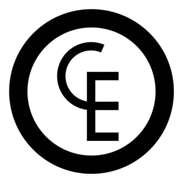 Euro Currency Sign Ecu European Symbol Ecu Icon Circle Black — Stock Vector