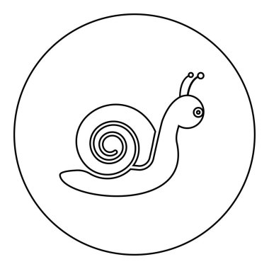 Salyangoz yumuşakça simgesi yuvarlak siyah renk vektör illüstrasyon resim dış hat ince biçimi