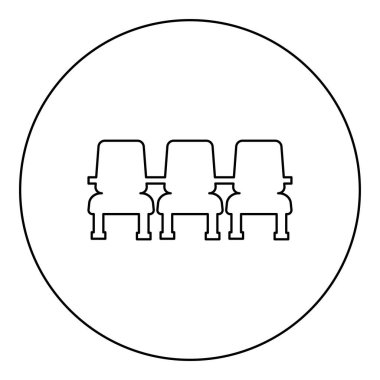 Sinema sandalyesi üç simge yuvarlak siyah renk vektör illüstrasyon resim dış hatları ince biçimli basit