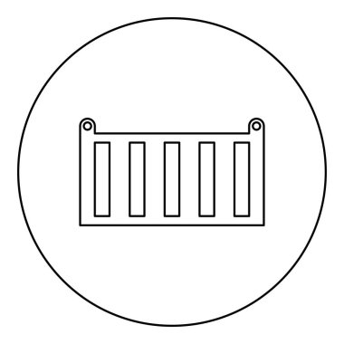 Kargo konteynırı nakliye depolama malları ürünleri nakliye kutusu simgesi dairesel siyah renk vektör çizim ana hatları ince biçim