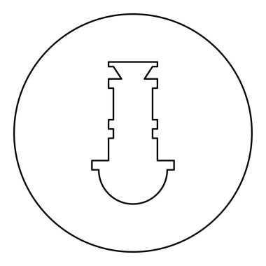 Lavabo lağım ikonu altında sifon tesisat fiksasyon lağım lağım ikonu yuvarlak siyah renk vektör çizim ana hatları ince çizgi basit