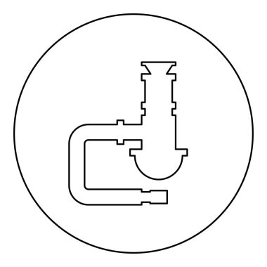 Sifon tesisat tesisatı lağım borusu borusu kanalizasyon kanalizasyon borusu ikonu altında daire şeklinde siyah renk çizim çizimi çizim çizgisi ince biçimli
