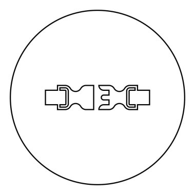 Kemerle tutturucu giysi sistemi için hızlı kapan mobilyalar. Sırt çantası için açılan simge dairesel siyah renk çizim çizim çizgisi çizgisi ince biçimli.