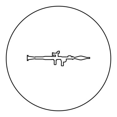 Bombardıman fırlatma askeri silah ikonu yuvarlak siyah renk vektör illüstrasyon çizim çizgisi ince çizgi basit