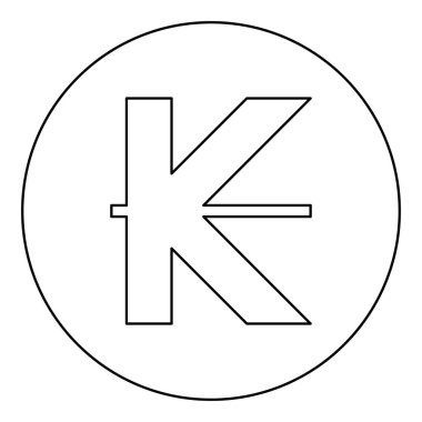 Kip para birimi simgesi Laos simgesini yuvarlak siyah renk vektör illüstrasyon çizim çizgisi ince çizgi biçimi şeklinde imzalayın