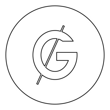 Guarani PYG İşaretli Paraguay para birimi simgesi. Dairesel yuvarlak siyah renk çizim çizimi çizim çizgisi çizgisi ince biçimli Paraguay simgesi.