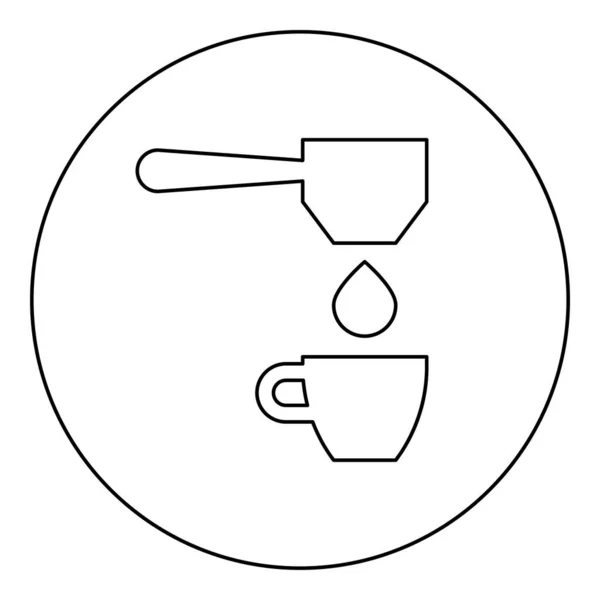 Gota Café Taza Filtrado Cuping Portafilter Drip Icon Circle Black — Vector de stock