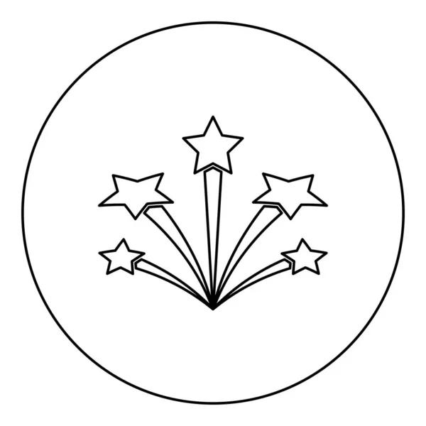 Салют Звездами Фейерверк Звездный Значок Круге Вокруг Черного Цвета Вектор — стоковый вектор