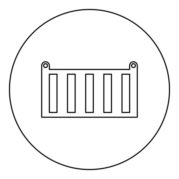 集装箱运输货物运输产品货箱图标圆形圆形黑色矢量图轮廓线条细线样式简约 — 图库矢量图片